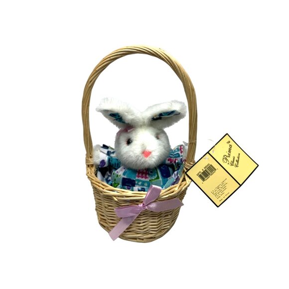 New E and J Prima Classic Collection Bunny Rabbit Easter Basket with Plush Stuff - Picture 1 of 2
